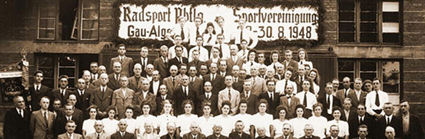 Historisches Vereinsfoto der Radsport- und Sportvereinigung Gau-Algesheim, 1948